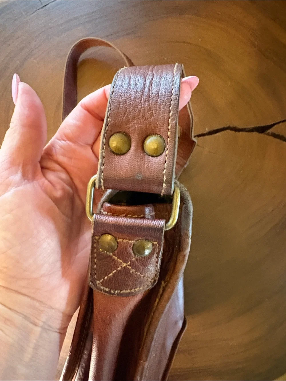 Vintage Brown Leather Satchel Messenger Bag Rustic Crossbody Large 15”